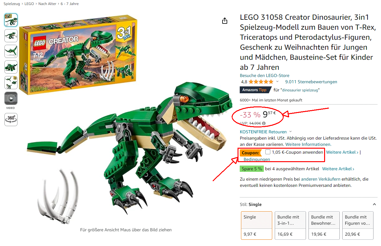 LEGO Creator 31058 Dinosaurier Superdeal – nur 8,92€