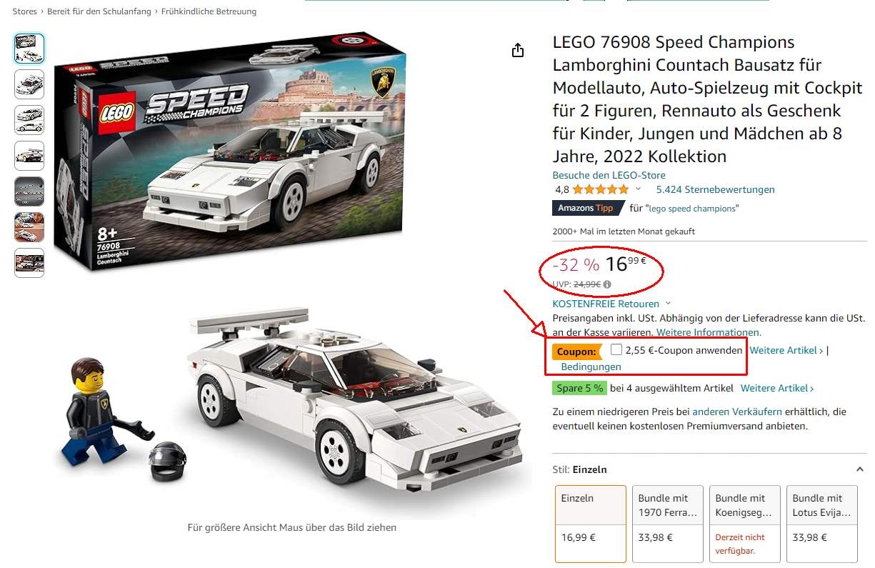 LEGO 76908 Speed Champions Lamborghini Countach Bausatz