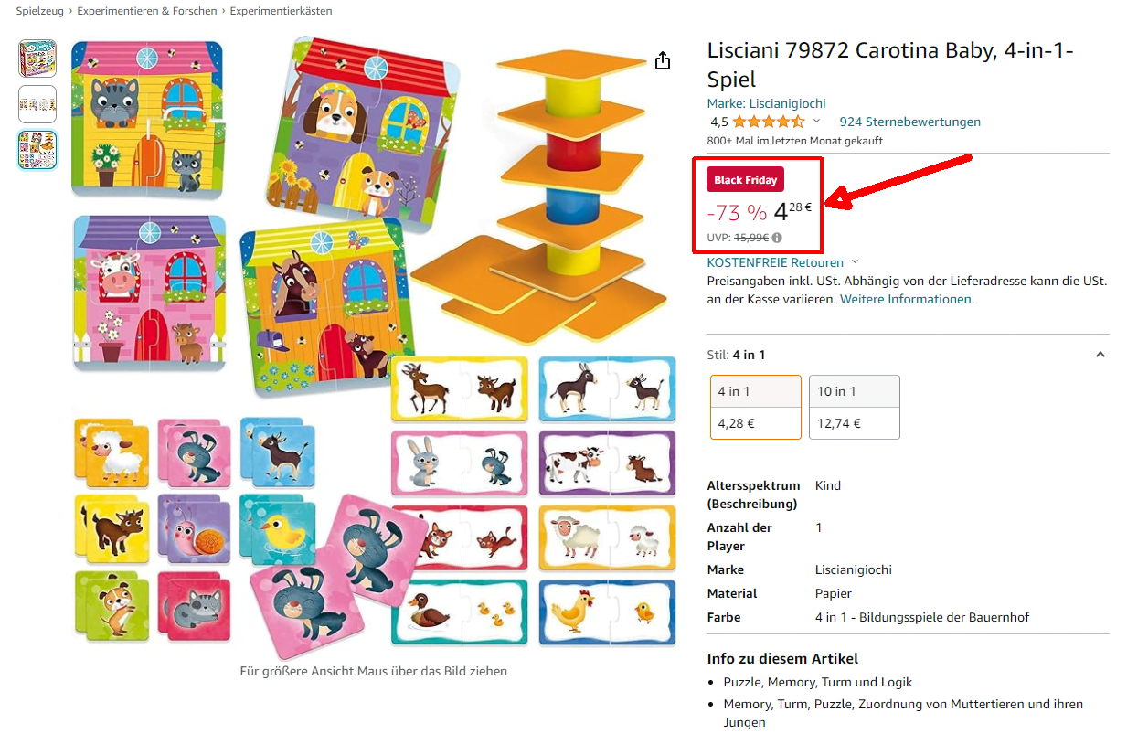 Lisciani Carotina Baby 4-in-1-Lernspiel – Jetzt nur 4,28€